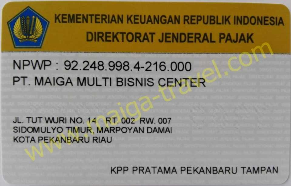 SURAT NPWP PERUSAHAAN Maiga Travel